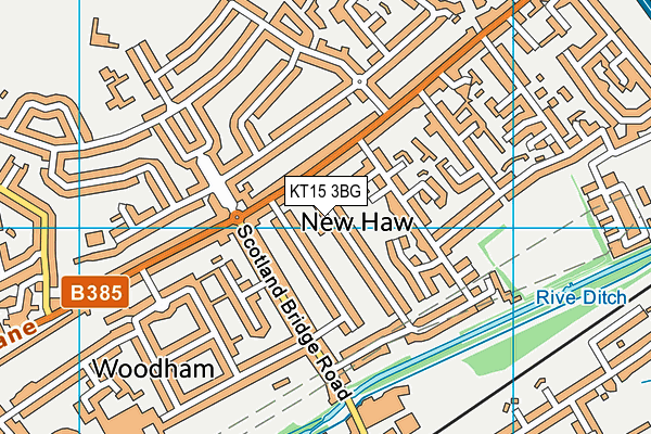 KT15 3BG map - OS VectorMap District (Ordnance Survey)