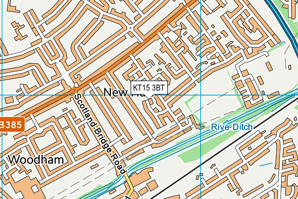 KT15 3BT map - OS VectorMap District (Ordnance Survey)