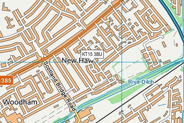 KT15 3BU map - OS VectorMap District (Ordnance Survey)