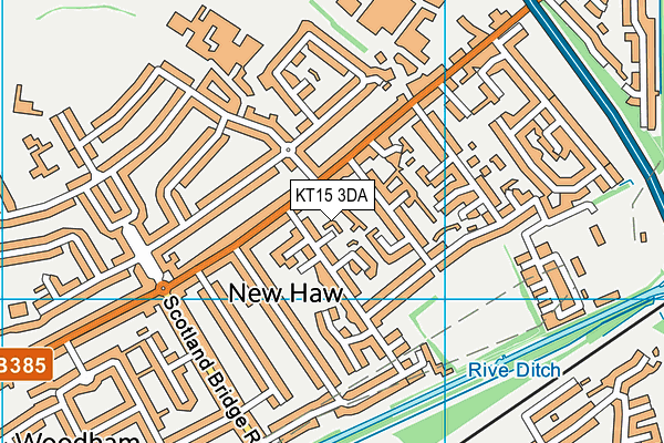 KT15 3DA map - OS VectorMap District (Ordnance Survey)