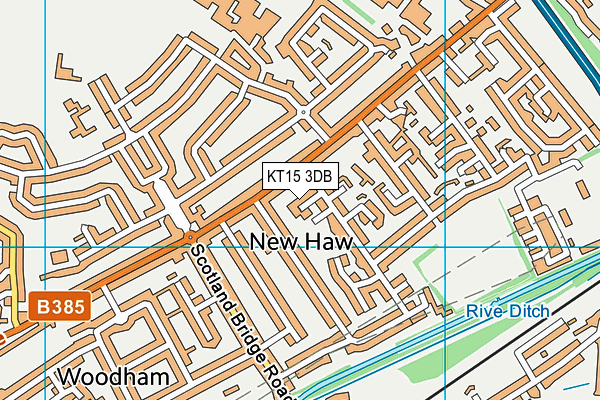 KT15 3DB map - OS VectorMap District (Ordnance Survey)