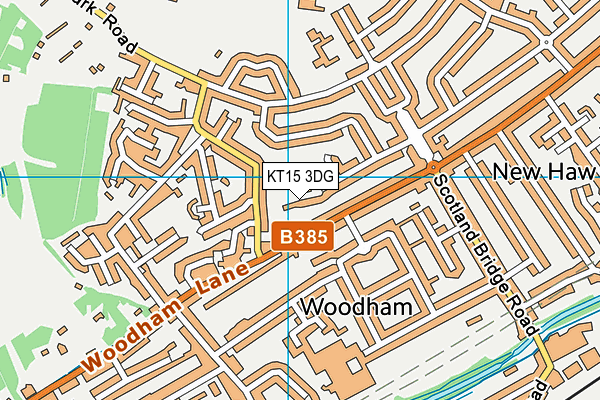 KT15 3DG map - OS VectorMap District (Ordnance Survey)