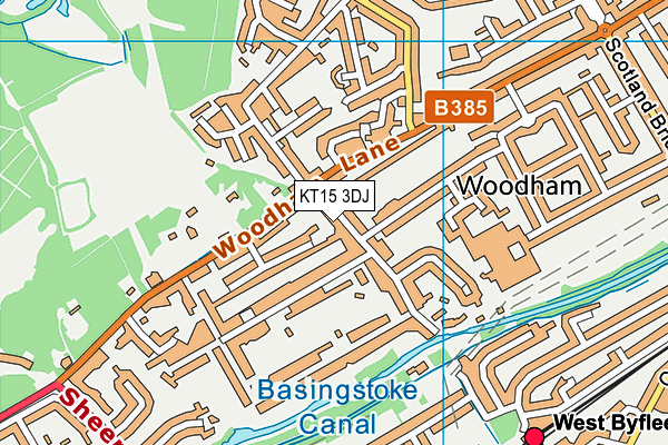 KT15 3DJ map - OS VectorMap District (Ordnance Survey)