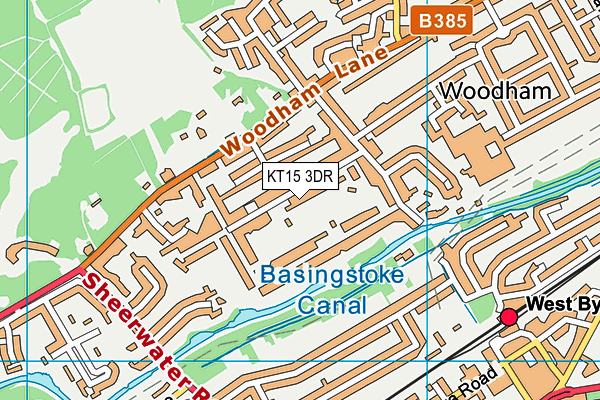 KT15 3DR map - OS VectorMap District (Ordnance Survey)