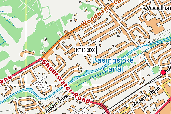 KT15 3DX map - OS VectorMap District (Ordnance Survey)