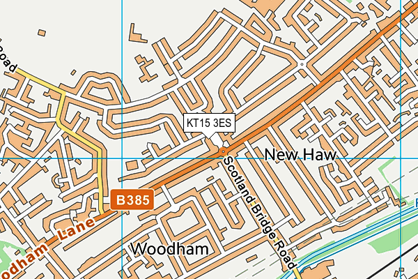 KT15 3ES map - OS VectorMap District (Ordnance Survey)