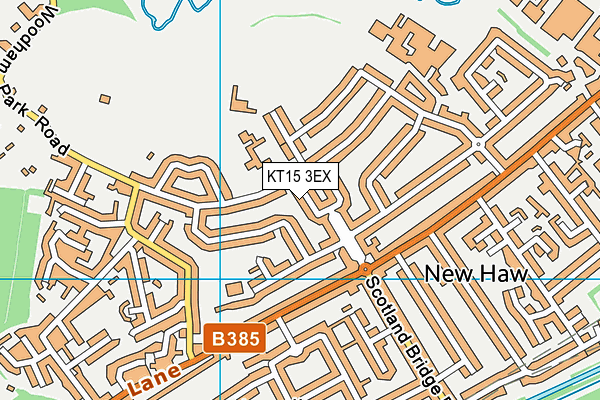 KT15 3EX map - OS VectorMap District (Ordnance Survey)