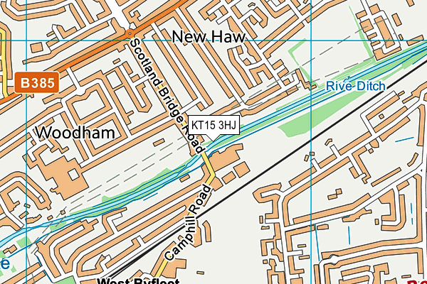 KT15 3HJ map - OS VectorMap District (Ordnance Survey)