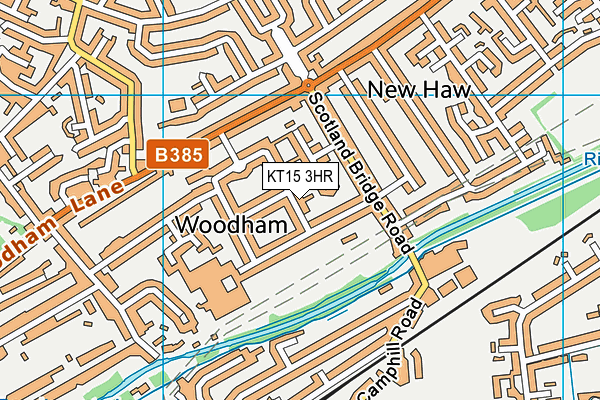 KT15 3HR map - OS VectorMap District (Ordnance Survey)
