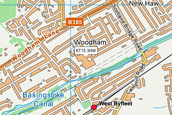 Fullbrook School map (KT15 3HW) - OS VectorMap District (Ordnance Survey)