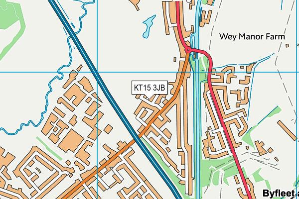 KT15 3JB map - OS VectorMap District (Ordnance Survey)