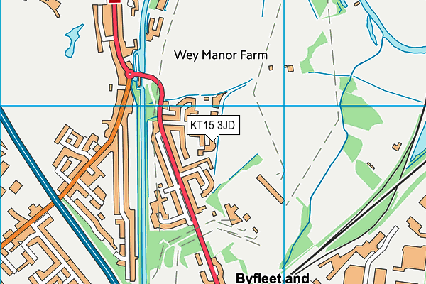 KT15 3JD map - OS VectorMap District (Ordnance Survey)