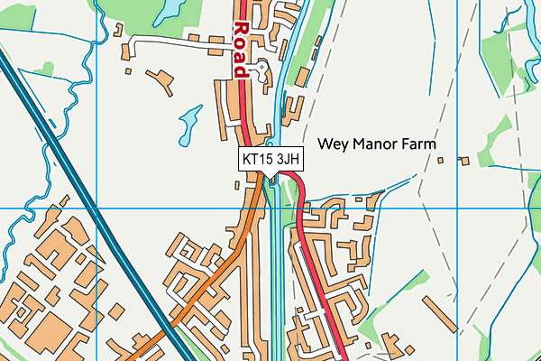 KT15 3JH map - OS VectorMap District (Ordnance Survey)