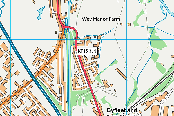 KT15 3JN map - OS VectorMap District (Ordnance Survey)