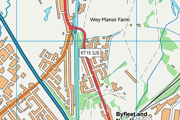 KT15 3JS map - OS VectorMap District (Ordnance Survey)