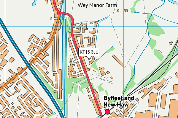 KT15 3JU map - OS VectorMap District (Ordnance Survey)