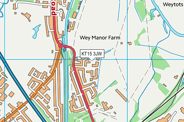 KT15 3JW map - OS VectorMap District (Ordnance Survey)