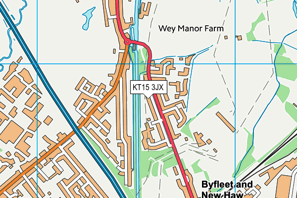 KT15 3JX map - OS VectorMap District (Ordnance Survey)