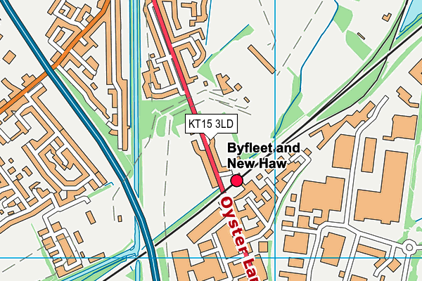 KT15 3LD map - OS VectorMap District (Ordnance Survey)
