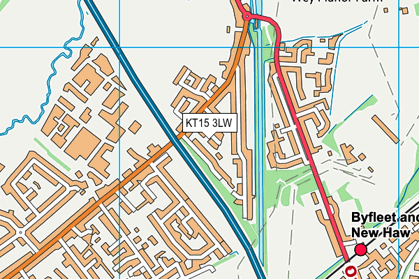 KT15 3LW map - OS VectorMap District (Ordnance Survey)