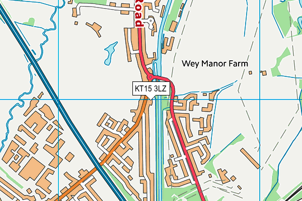 KT15 3LZ map - OS VectorMap District (Ordnance Survey)