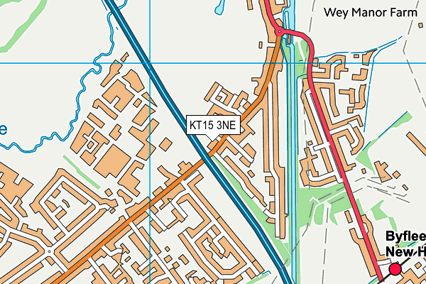 KT15 3NE map - OS VectorMap District (Ordnance Survey)