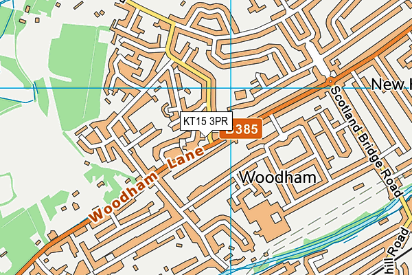 KT15 3PR map - OS VectorMap District (Ordnance Survey)