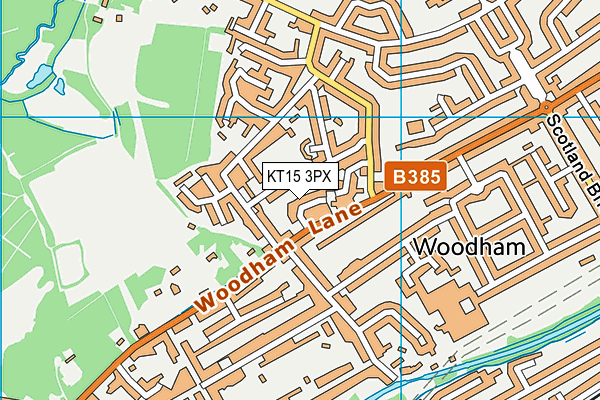 KT15 3PX map - OS VectorMap District (Ordnance Survey)