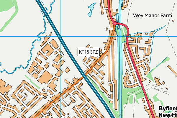 KT15 3PZ map - OS VectorMap District (Ordnance Survey)