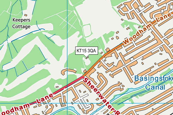 KT15 3QA map - OS VectorMap District (Ordnance Survey)