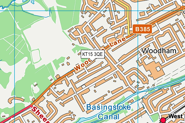KT15 3QE map - OS VectorMap District (Ordnance Survey)
