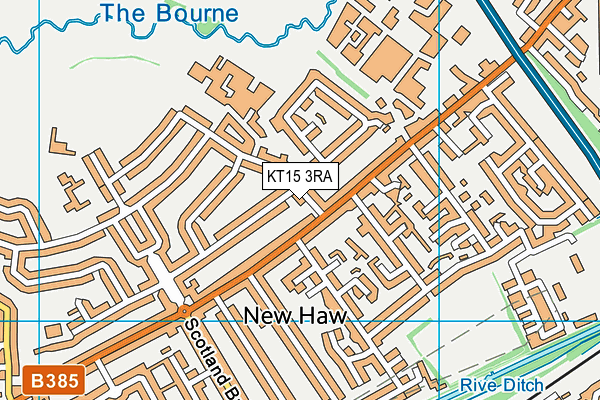 KT15 3RA map - OS VectorMap District (Ordnance Survey)