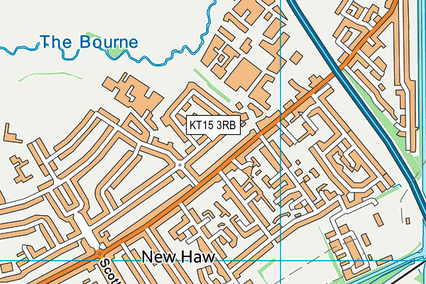 KT15 3RB map - OS VectorMap District (Ordnance Survey)