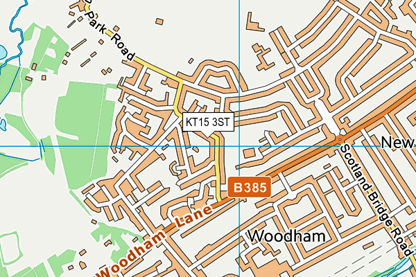 KT15 3ST map - OS VectorMap District (Ordnance Survey)