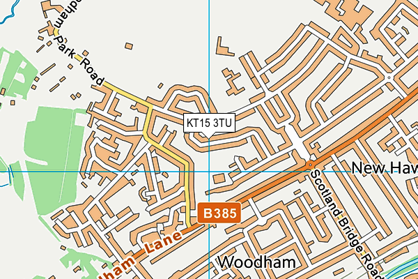 KT15 3TU map - OS VectorMap District (Ordnance Survey)