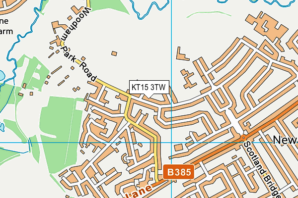 KT15 3TW map - OS VectorMap District (Ordnance Survey)
