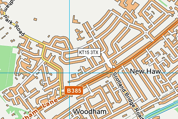 KT15 3TX map - OS VectorMap District (Ordnance Survey)
