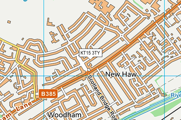 KT15 3TY map - OS VectorMap District (Ordnance Survey)