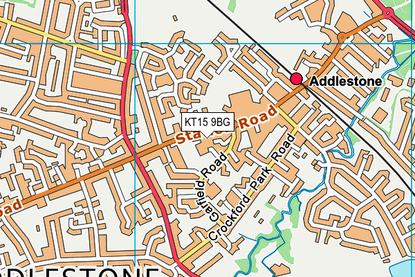KT15 9BG map - OS VectorMap District (Ordnance Survey)