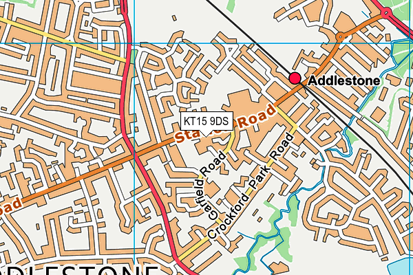 KT15 9DS map - OS VectorMap District (Ordnance Survey)