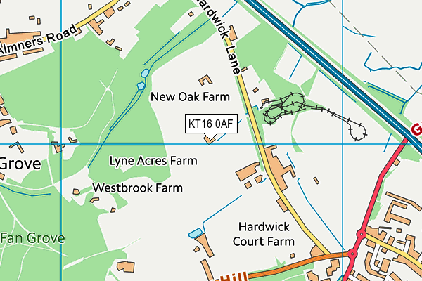 KT16 0AF map - OS VectorMap District (Ordnance Survey)