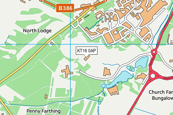 KT16 0AP map - OS VectorMap District (Ordnance Survey)