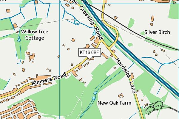 KT16 0BF map - OS VectorMap District (Ordnance Survey)