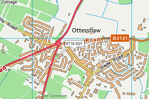 KT16 0GY map - OS VectorMap District (Ordnance Survey)