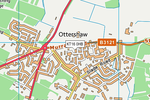 KT16 0HB map - OS VectorMap District (Ordnance Survey)