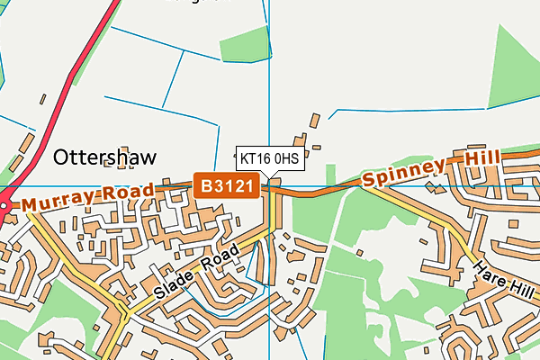 KT16 0HS map - OS VectorMap District (Ordnance Survey)