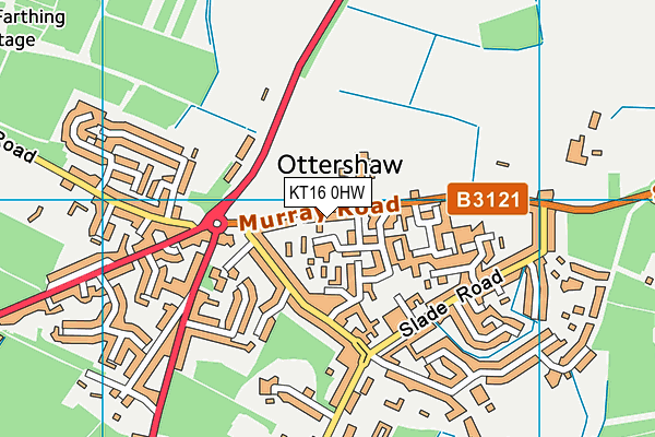 KT16 0HW map - OS VectorMap District (Ordnance Survey)