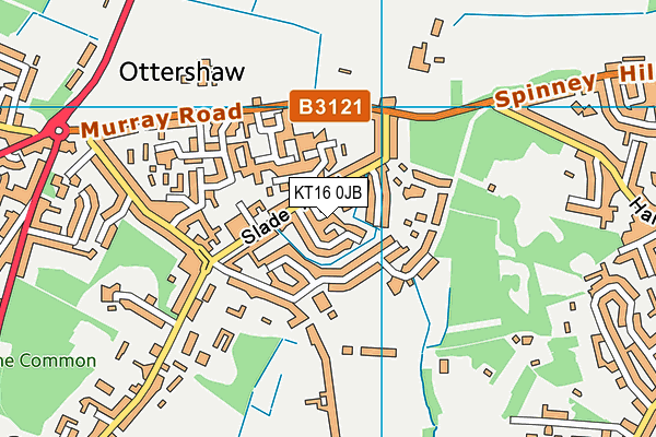 KT16 0JB map - OS VectorMap District (Ordnance Survey)