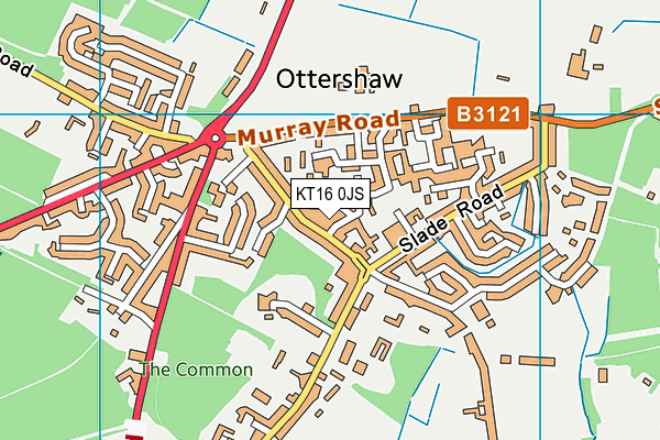KT16 0JS map - OS VectorMap District (Ordnance Survey)
