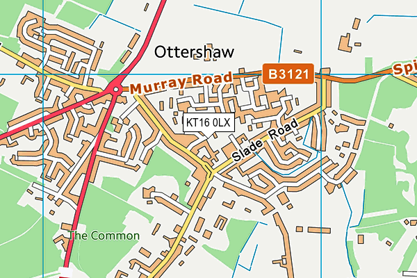 KT16 0LX map - OS VectorMap District (Ordnance Survey)